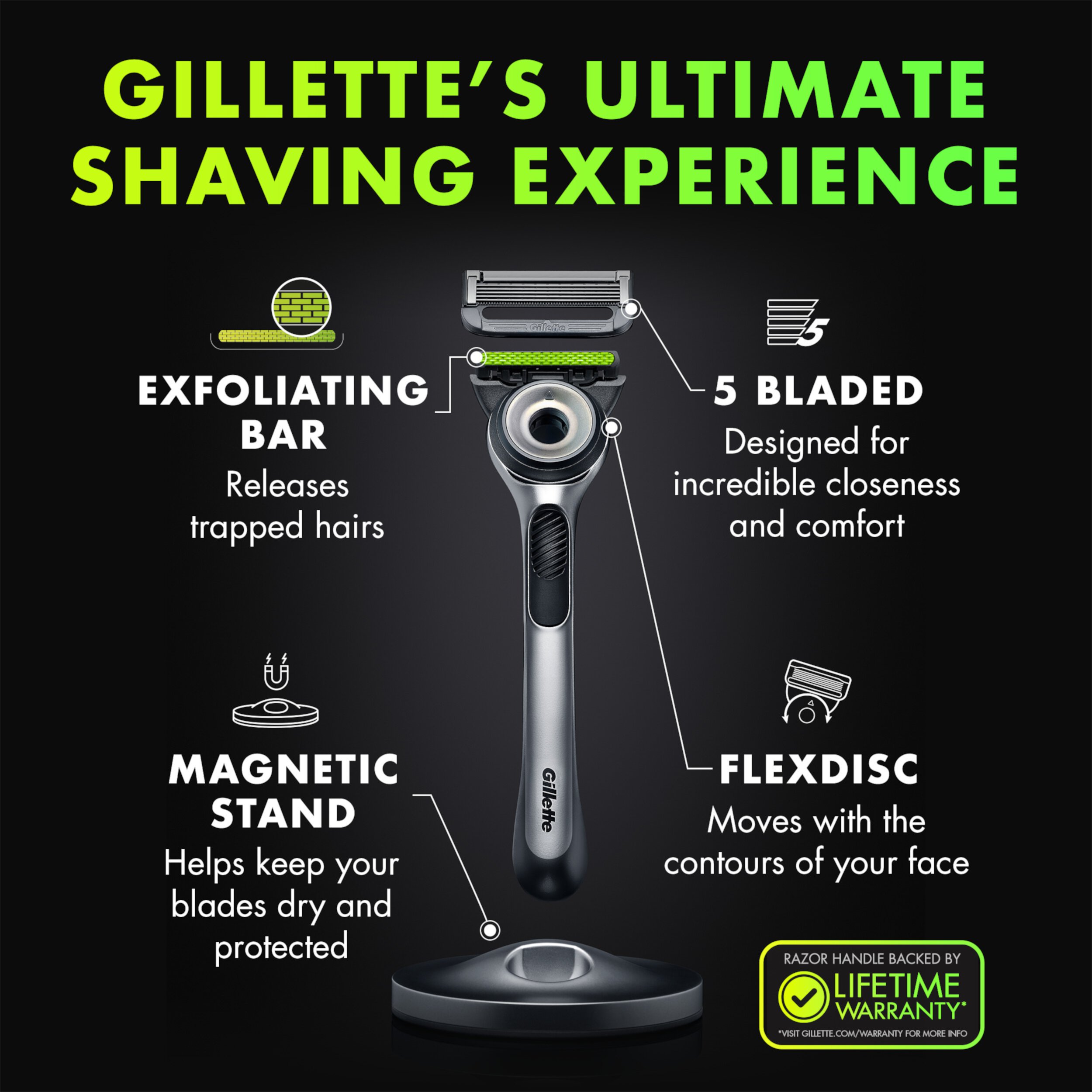 GilletteLabs with Exfoliating Bar by Gillette Mens Razor and Travel Case-Travel Case, 1 Handle, 2 Razor Blade Refills and a Premium Magnetic Stand Visit the Gillette Store