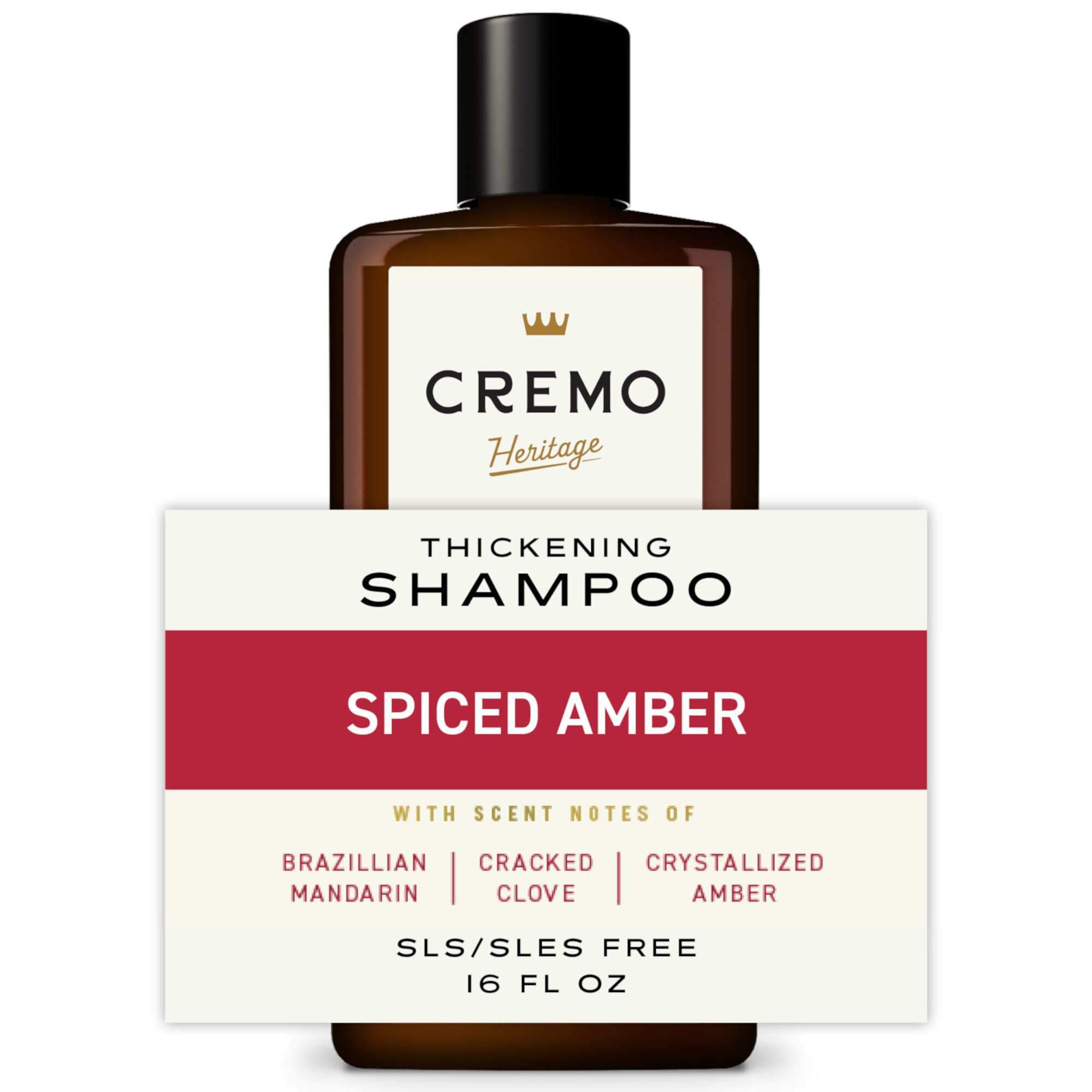 Cremo Heritage Red Thickening Mens Shampoo, Spiced Amber Scent, 16 fl oz Cremo