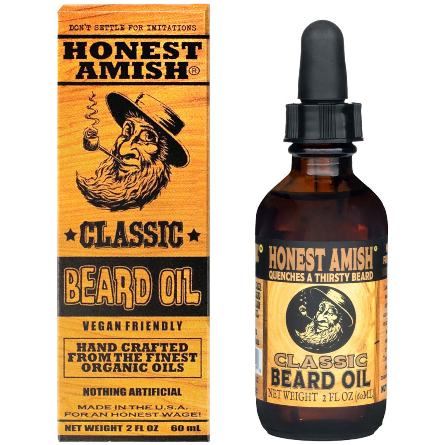 Honest Amish Classic Organic Beard Oil, 2 fl oz (Жидкие унции) Honest Amish