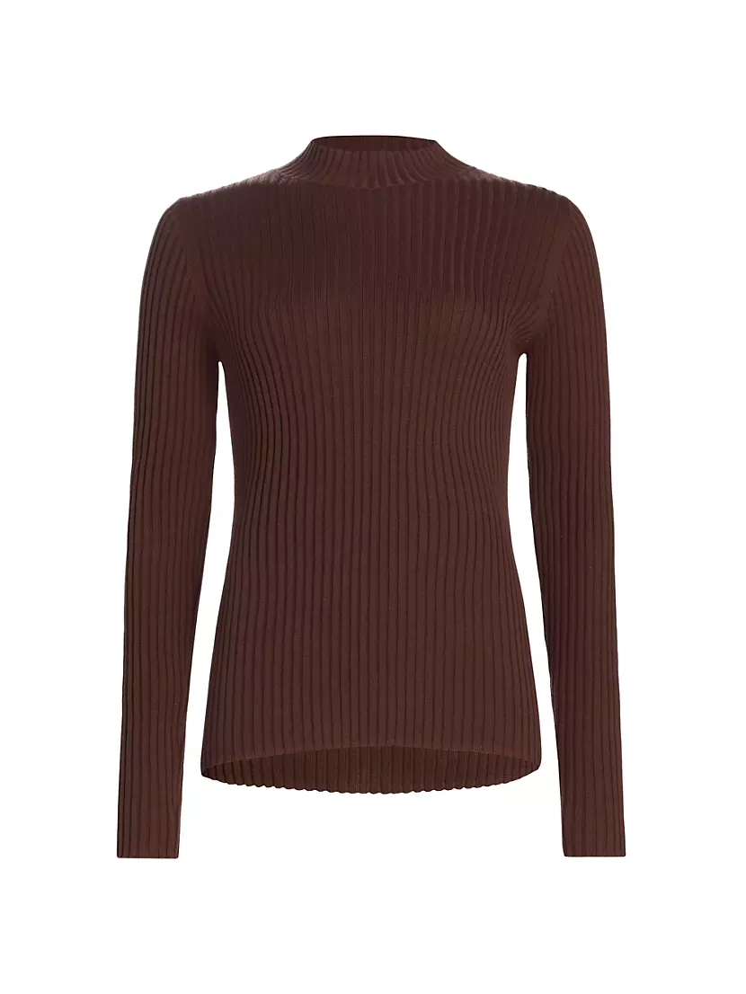 Женский Свитер ATM Anthony Thomas Melillo Silk & Cotton Rib-Knit Mockneck ATM Anthony Thomas Melillo