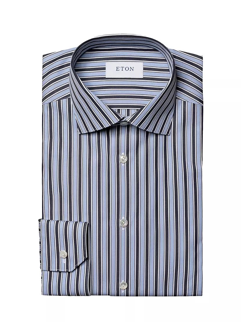 Мужская Классическая рубашка Eton Contemporary-Fit Striped Poplin Eton