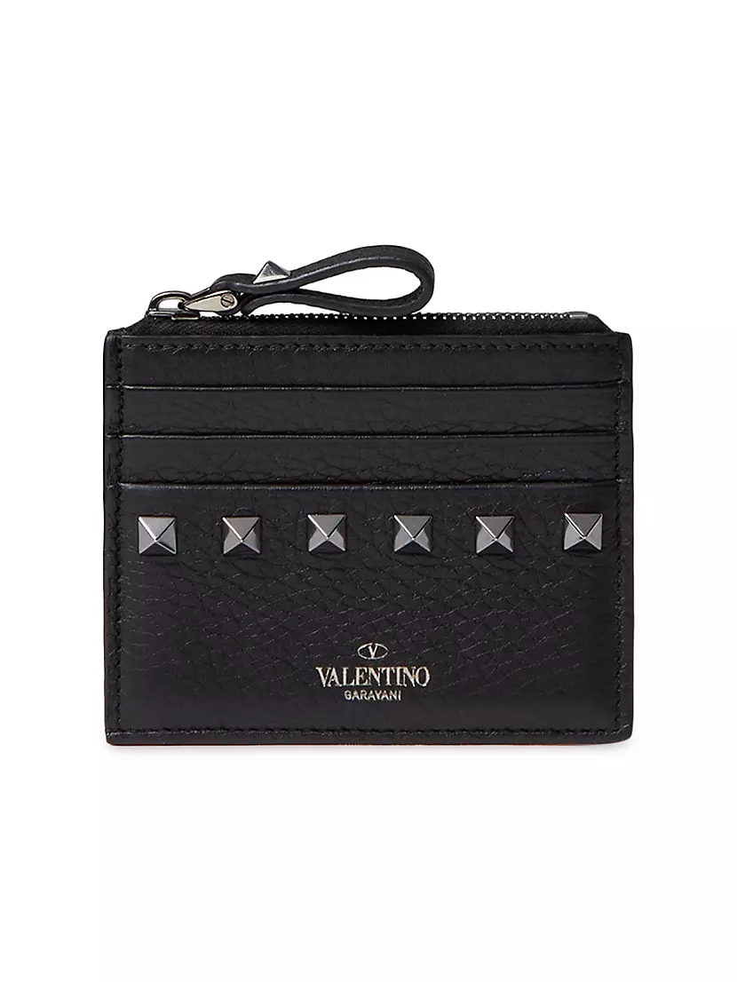 Кардхолдер Valentino Garavani Rockstud из зернистой телячьей кожи с молнией Valentino Garavani