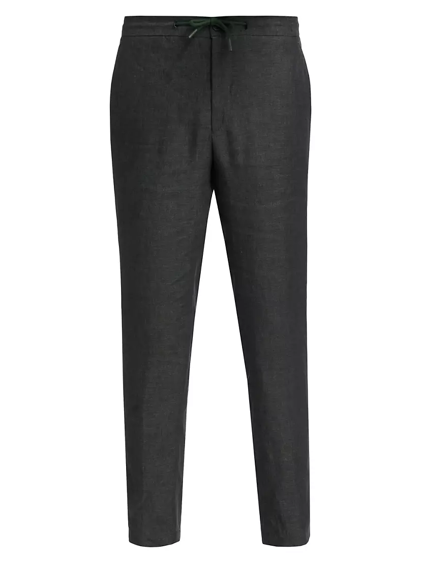 Slim-Fit Drawcord Cropped Linen Pants Saks Fifth Avenue