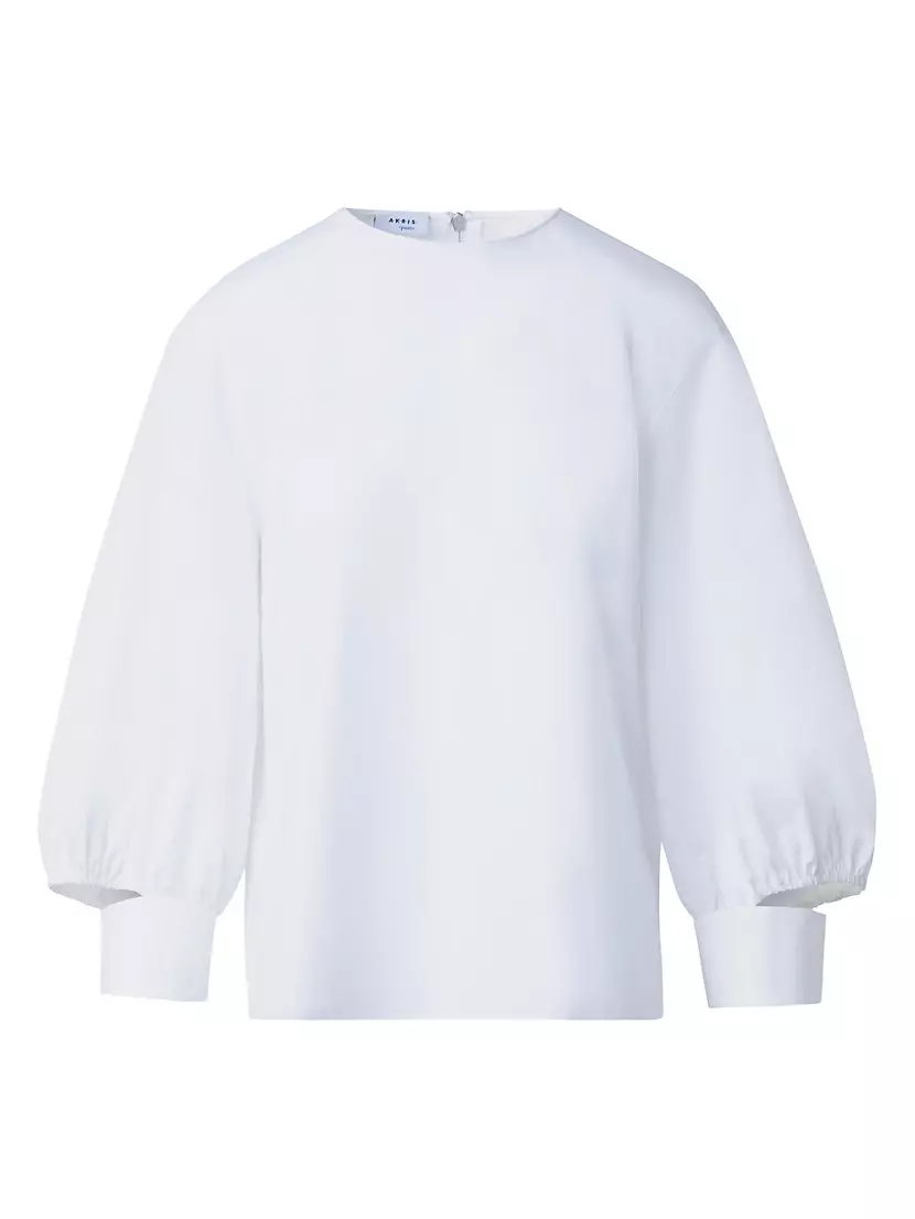 Женская Блузка Akris punto Puff-Sleeve Cotton Poplin Akris punto