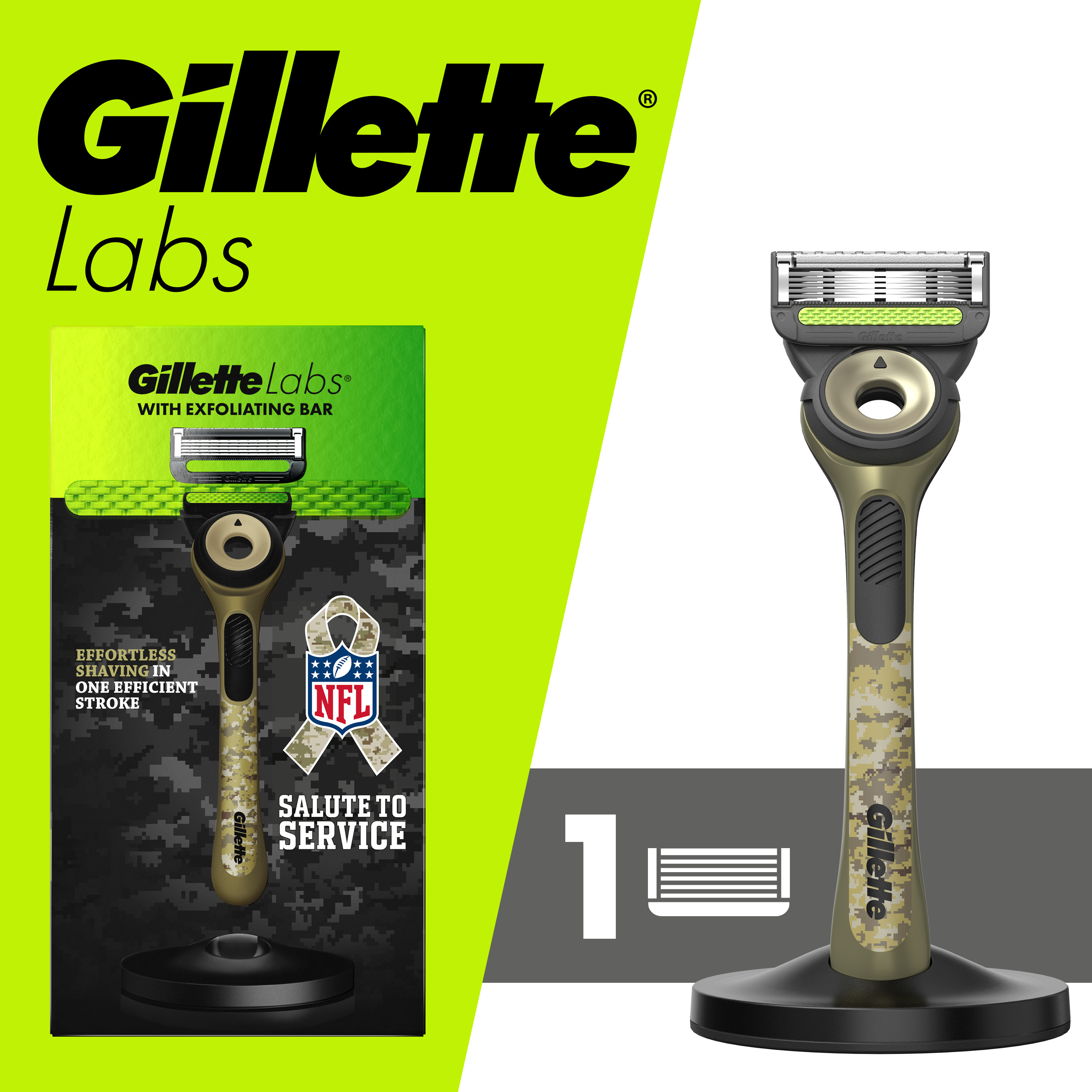 Gillette Labs with Exfoliating Bar Men’s Salute to Service Razor with Stand Gillette