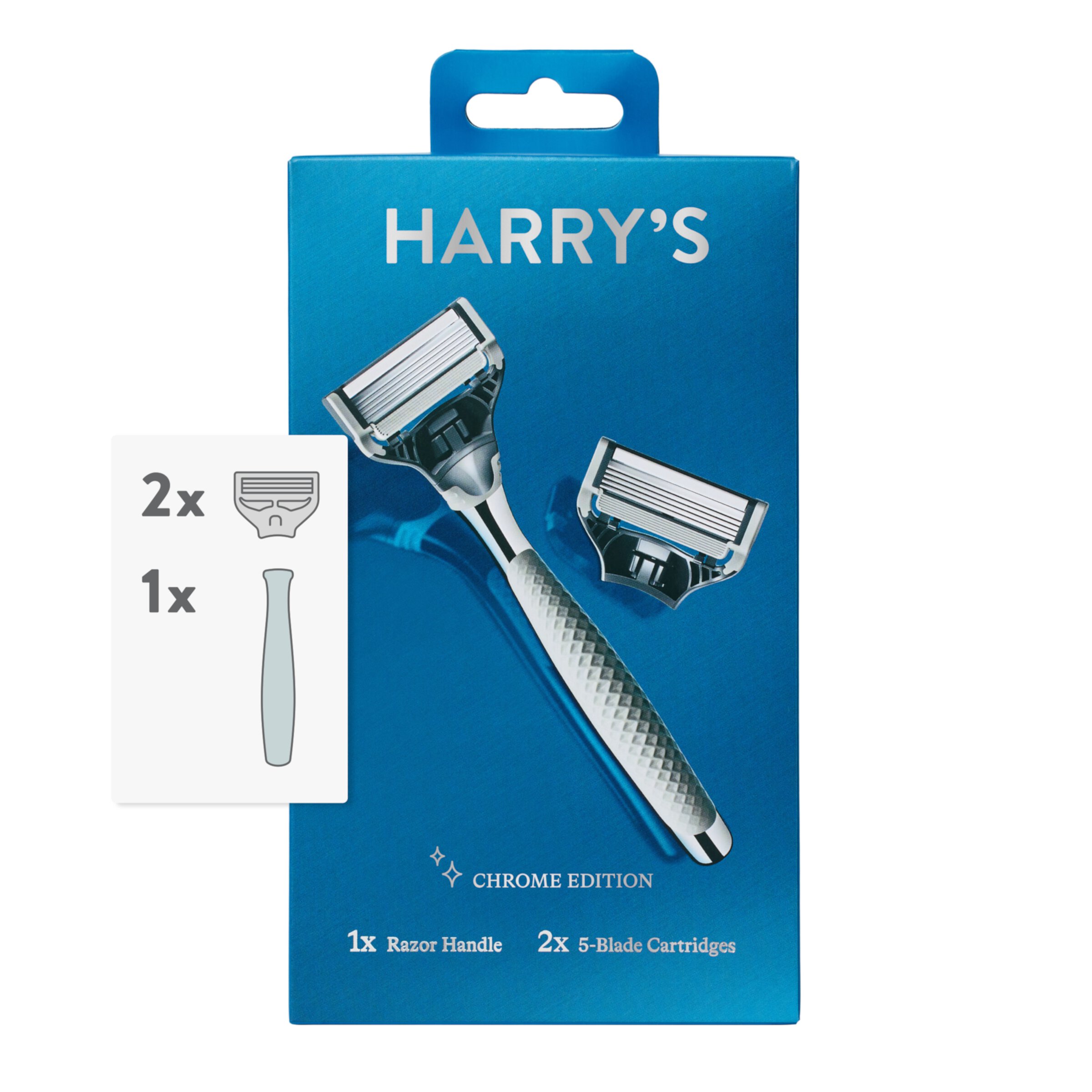 Harry's Men's Razor: Chrome Edition Handle; 2 Count Razor Blade Cartridges Harry's