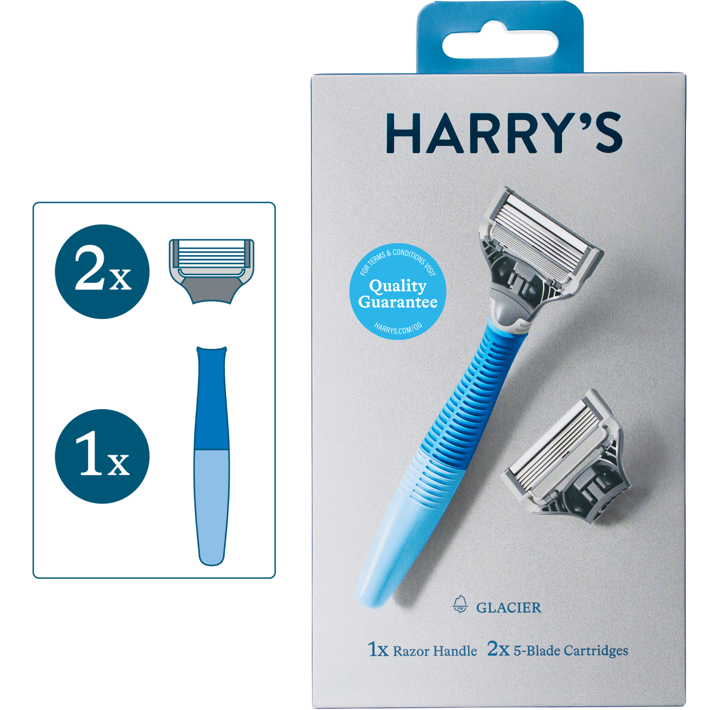 Harry's Men's 5-Blade Manual Razor Handle and 2 Razor Blade Refills, Glacier Blue Visit the Harry's Store