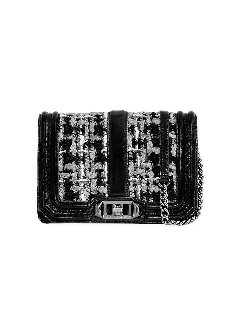 Small Love Tweed &amp; Leather Crossbody Bag Rebecca Minkoff