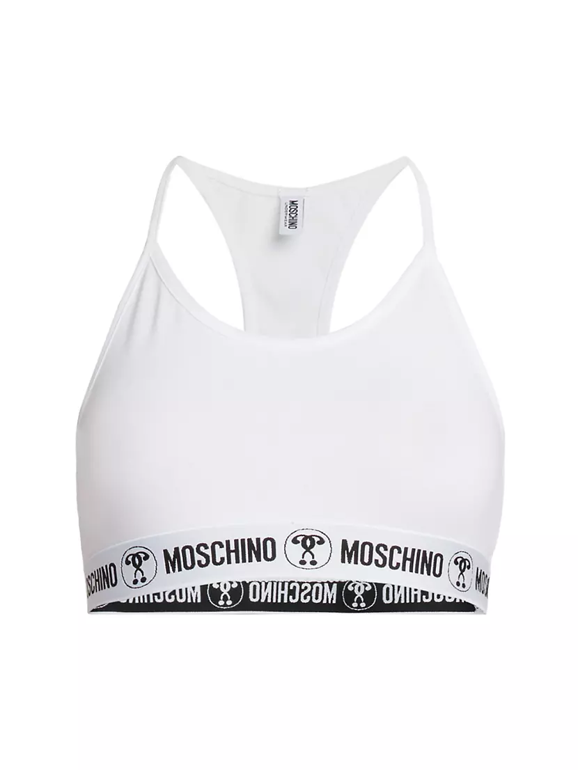 Кроп-топ из эластичного хлопка Moschino с круглым вырезом и регланными рукавами Moschino