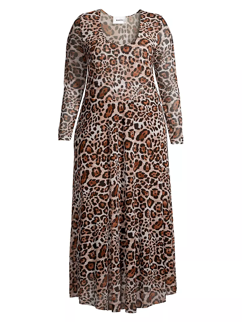 Женское Повседневное Платье BAACAL Leopard Mesh Maxi BAACAL