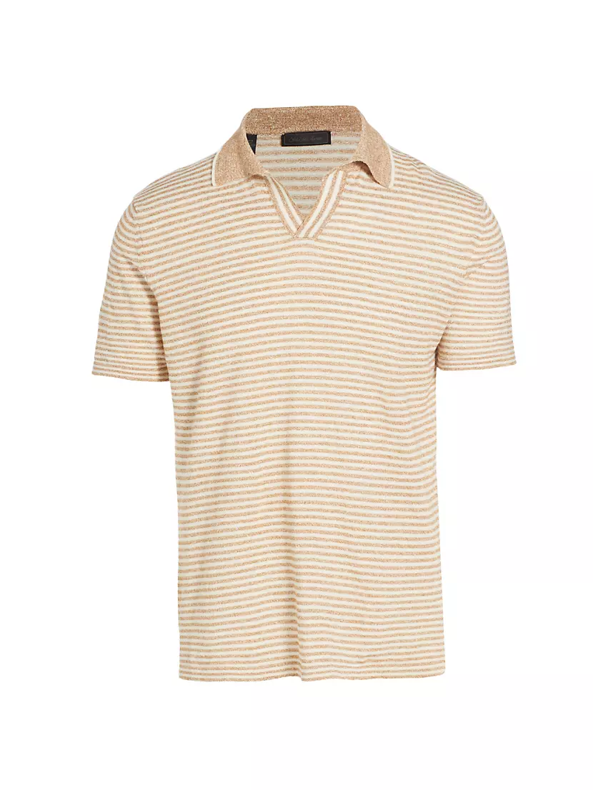 Мужская Поло рубашка Saks Fifth Avenue Beach Striped Linen & Cotton Saks Fifth Avenue