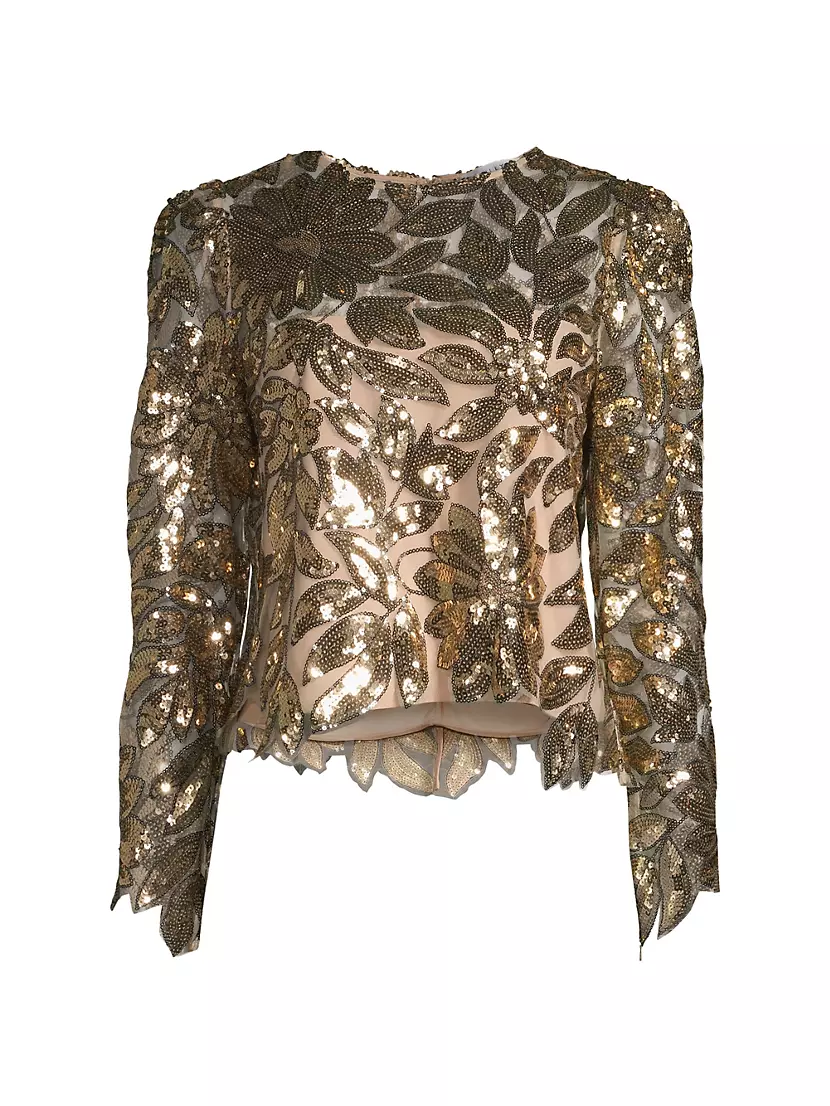 Женская Блузка MILLY Sequin Leaf Top MILLY