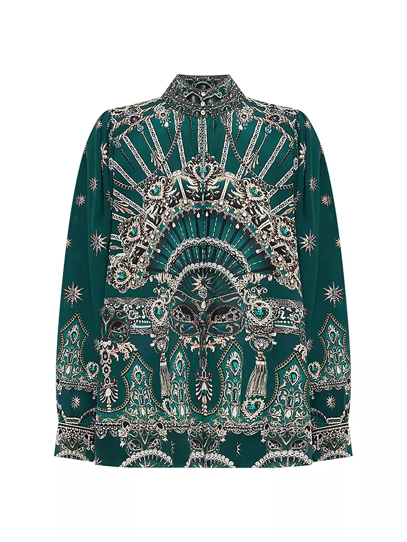 Женская Блузка Camilla Chain-Print Silk Long-Sleeve Camilla