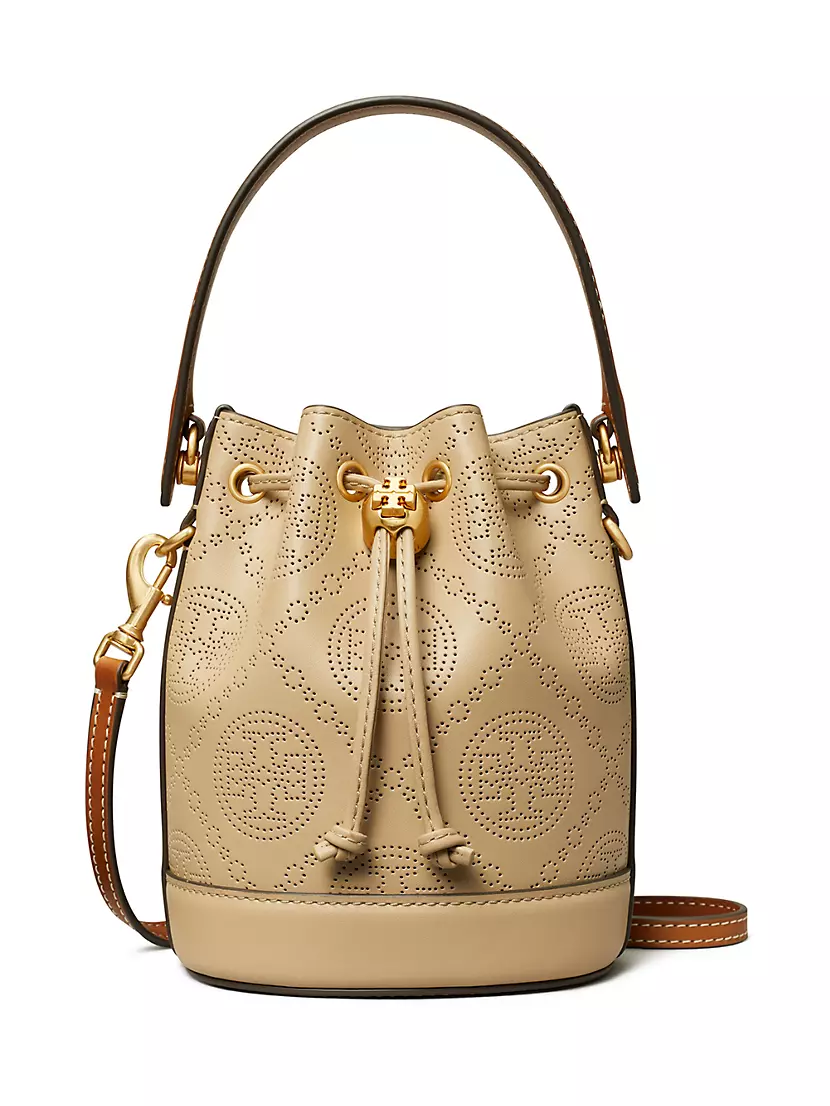 Mini T Monogram Perforated Bucket Bag Tory Burch