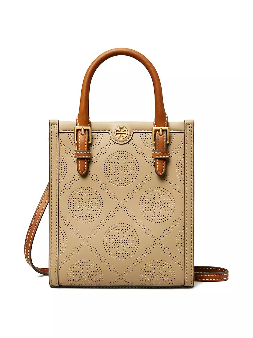 Мини-сумка из перфорированной кожи с ручками и съемным ремешком Tory Burch