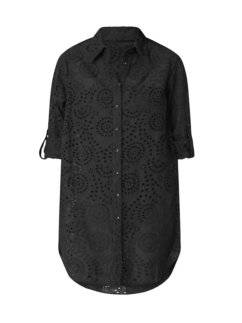 Женское Пляжное платье и туника Shoshanna Eyelet-Embroidered Cover-Up Shirtdress Shoshanna