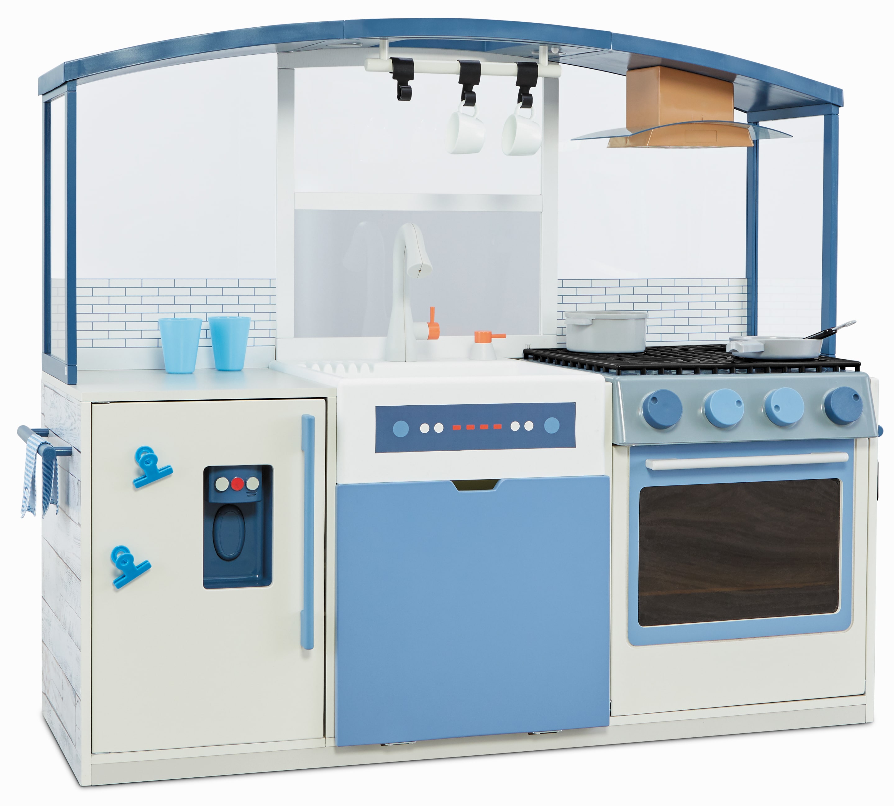 Little Tikes Madera Chef's Cocina 21- Pieza de Madera Fingir Jugar Juguetes de Cocina Playset, Luces y Sonidos Realistas, Azul y Blanco, Niños Niñas Niños Edades 3 4 5+ Little Tikes