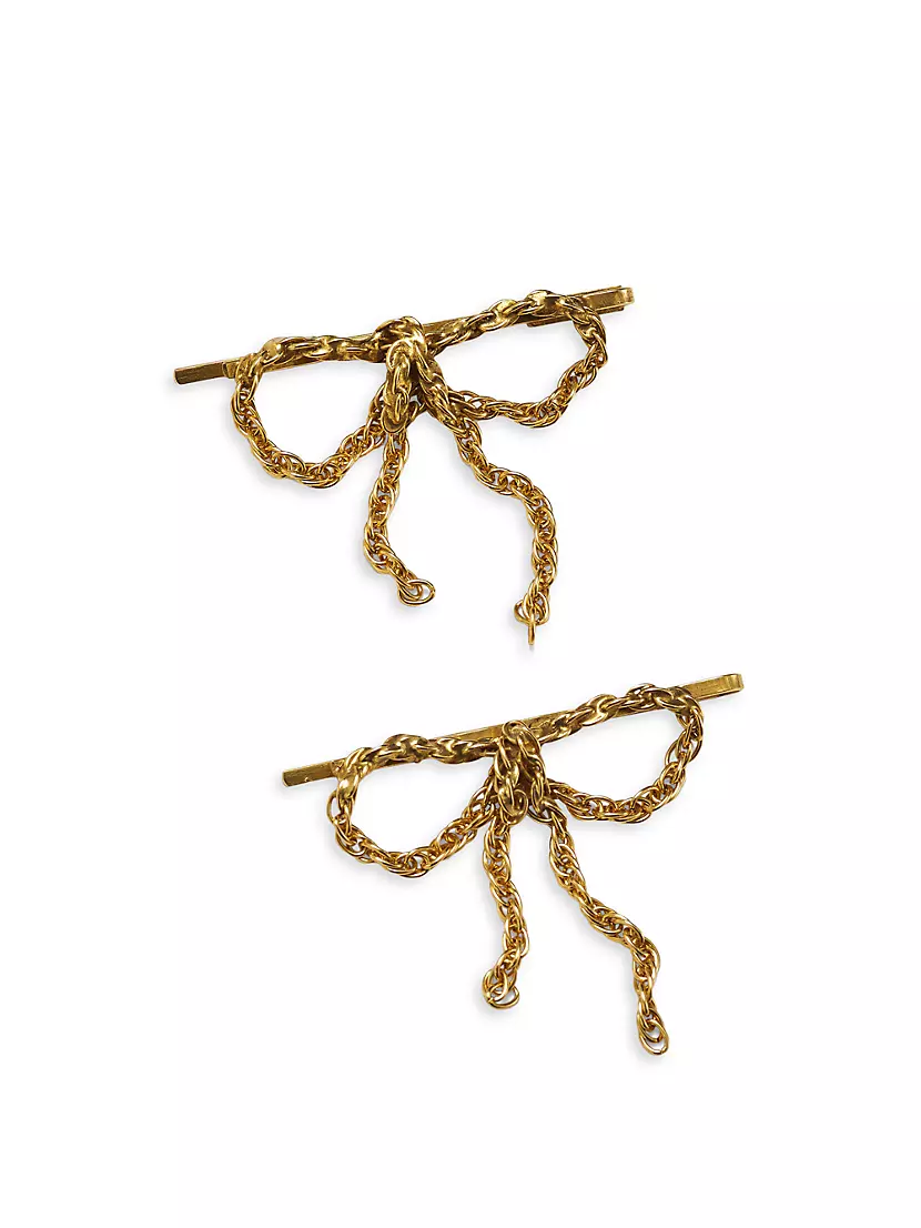 Заколка для волос LELET NY Jodi 14K Gold Chain-Link Bow Pin LELET NY