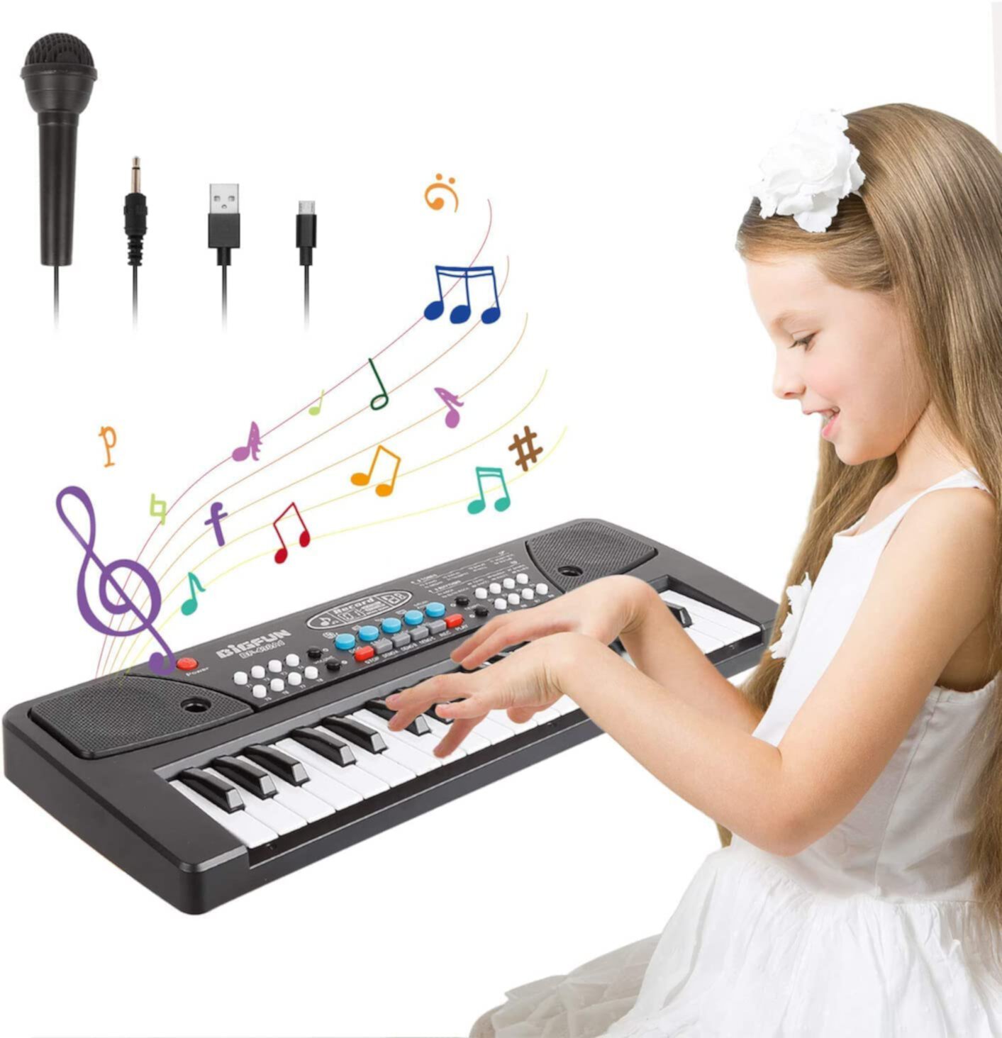 Zmoon Piano para Niños con Micrófono, Piano para Niños Pequeños de 37 Teclas, Piano de Teclado para Niños, Música, Juguetes Educativos para Niños de 3 a 6 Años, Regalos para Niños Zmoon