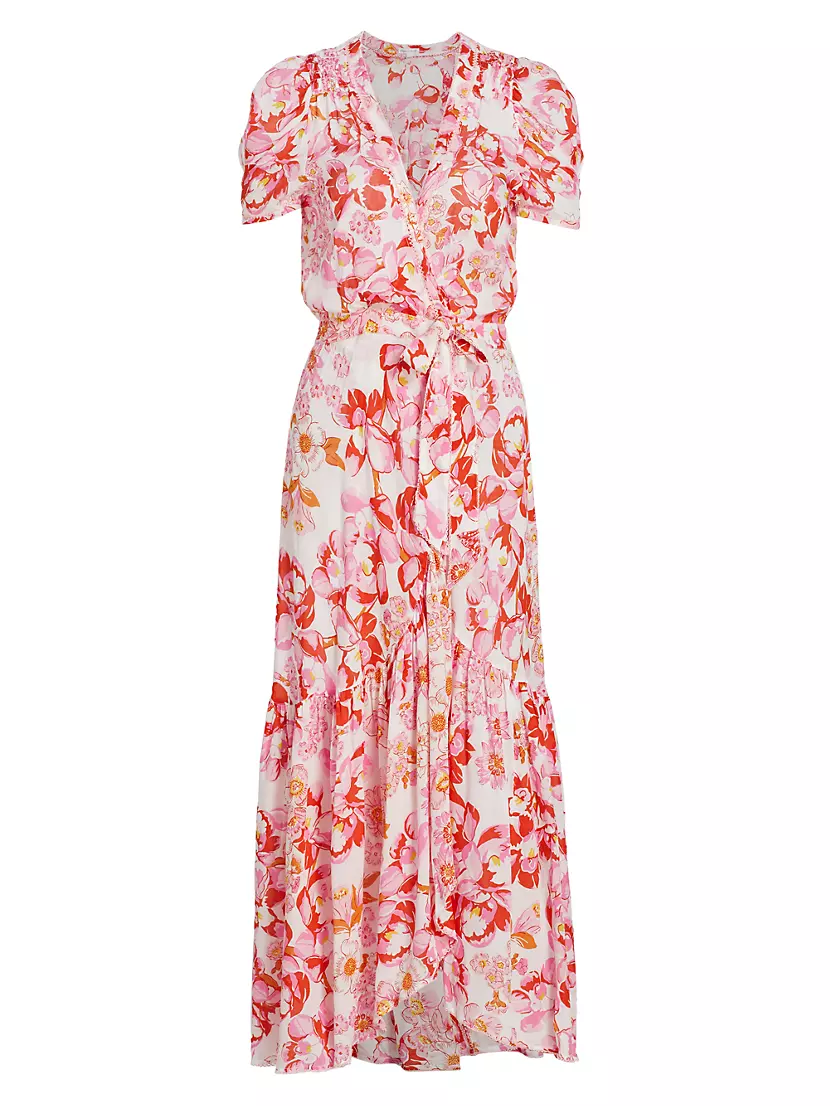 Женское Повседневное Платье Poupette St Barth Baba Floral Wrap Midi Poupette St Barth