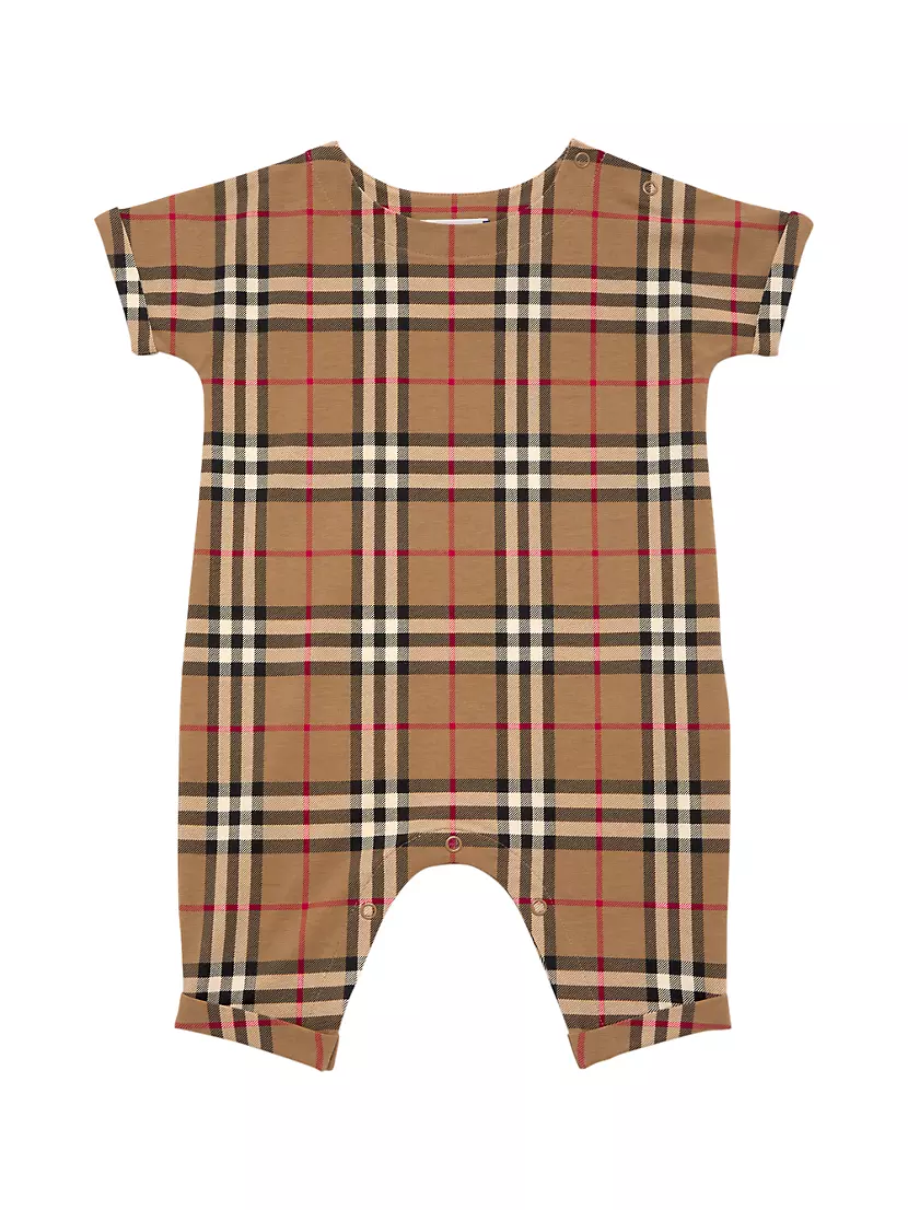 Комбинезон Baby's Lennox Check от Burberry с короткими рукавами и кнопками Burberry