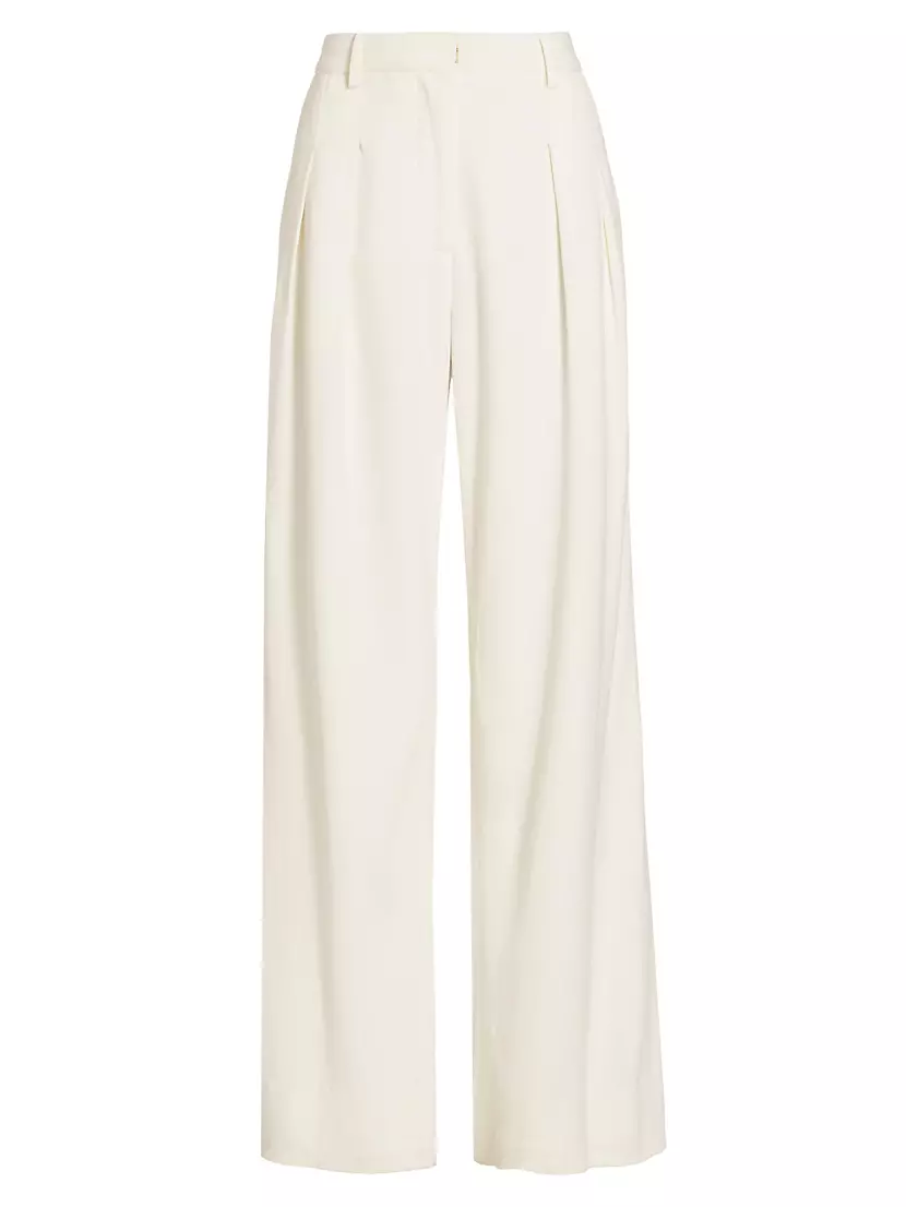 Adams Wool-Blend Pleated Wide-Leg Pants LOVESHACKFANCY