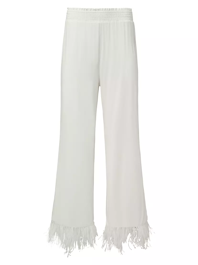 Женские Пижамные брюки и шорты WeWoreWhat Feather-Trimmed Wide-Leg Pants WeWoreWhat