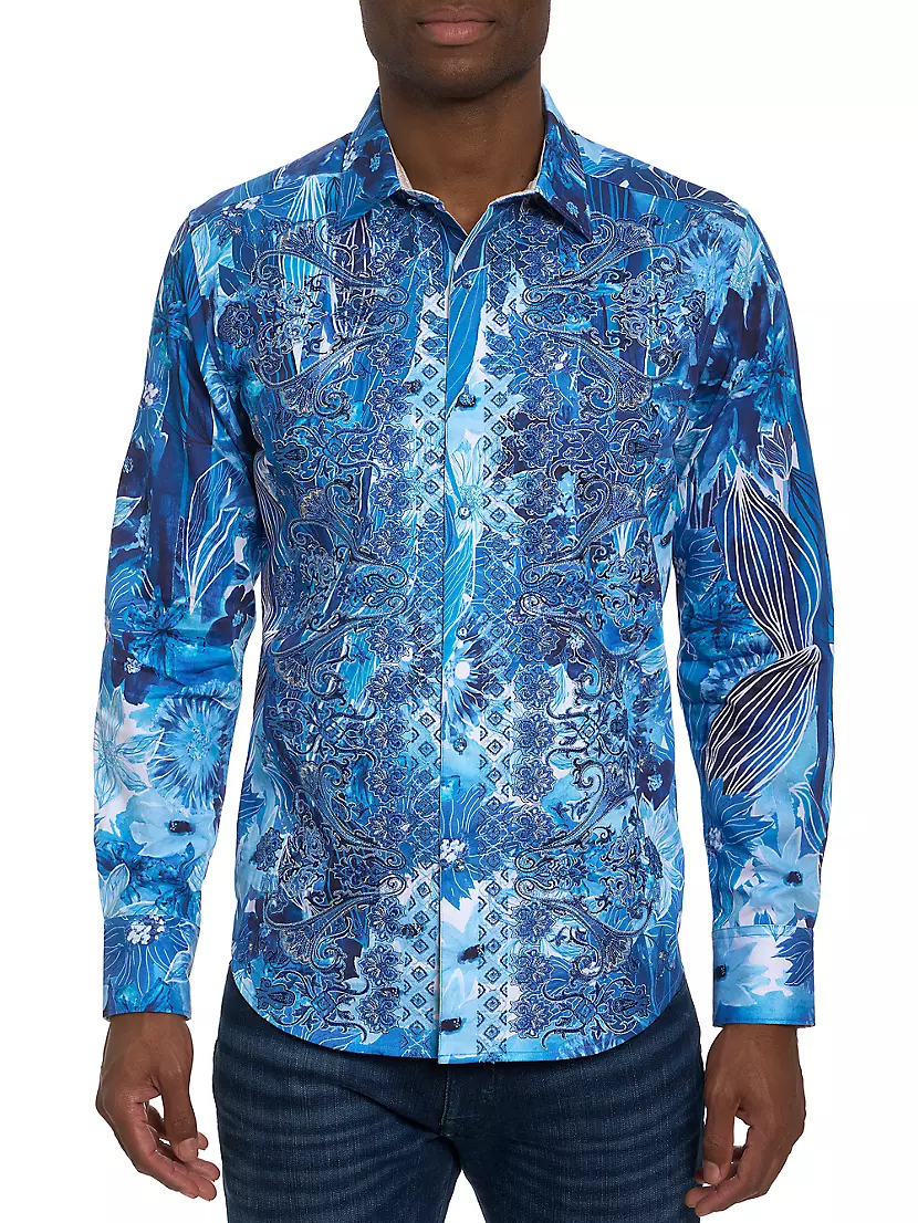 Мужская Повседневная рубашка Robert Graham Floral Escape Robert Graham