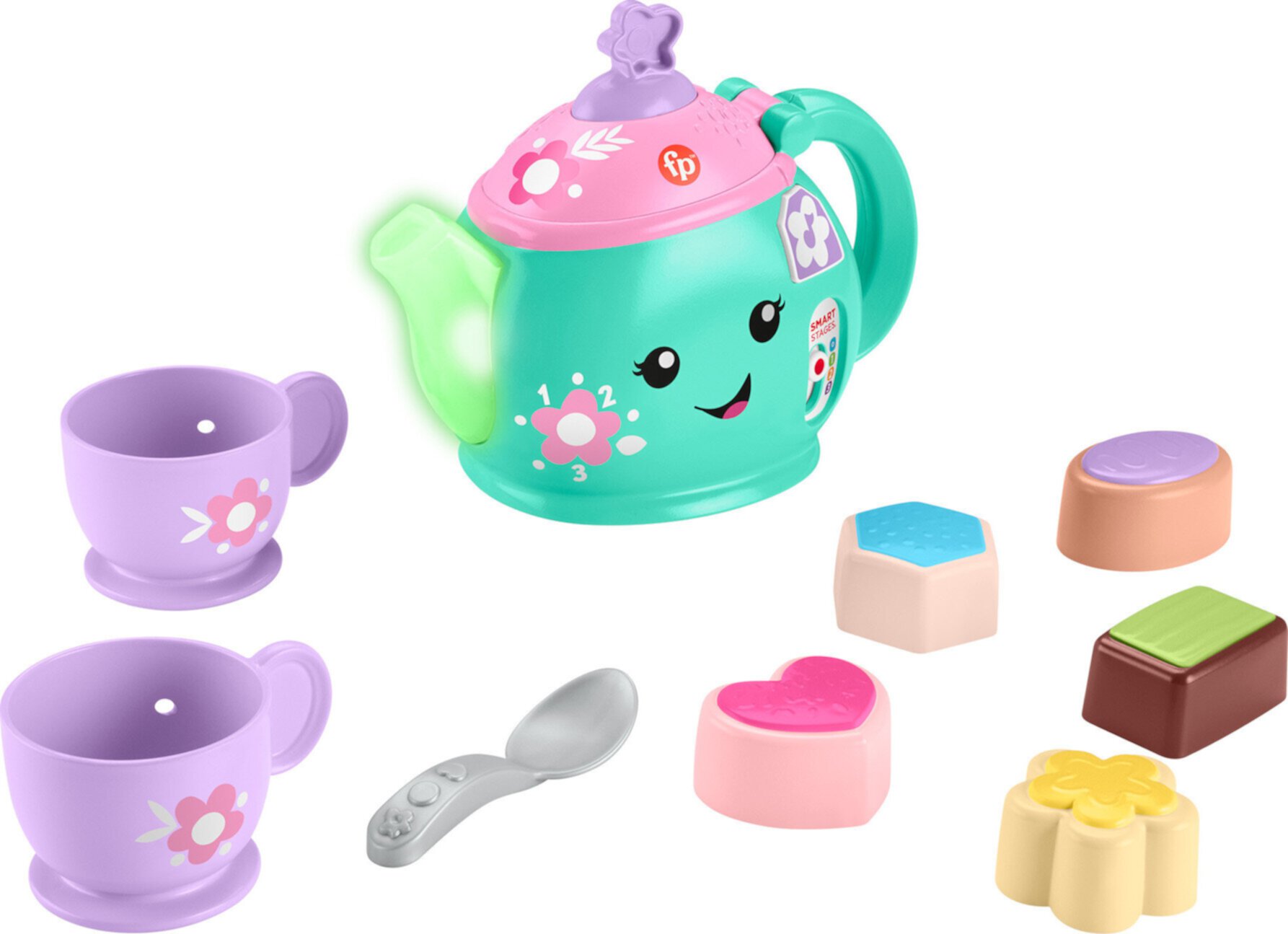 Fisher-Price Laugh & Learn Time for Tea Set, Interactive Toddler Learning Toy, 9 Pieces Fisher-Price