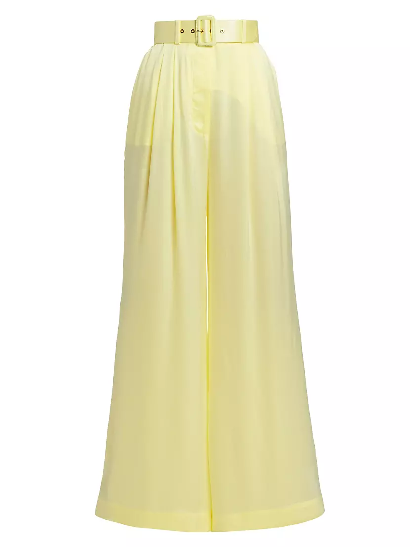 Tuck Belted Silk Wide-Leg Pants ZIMMERMANN