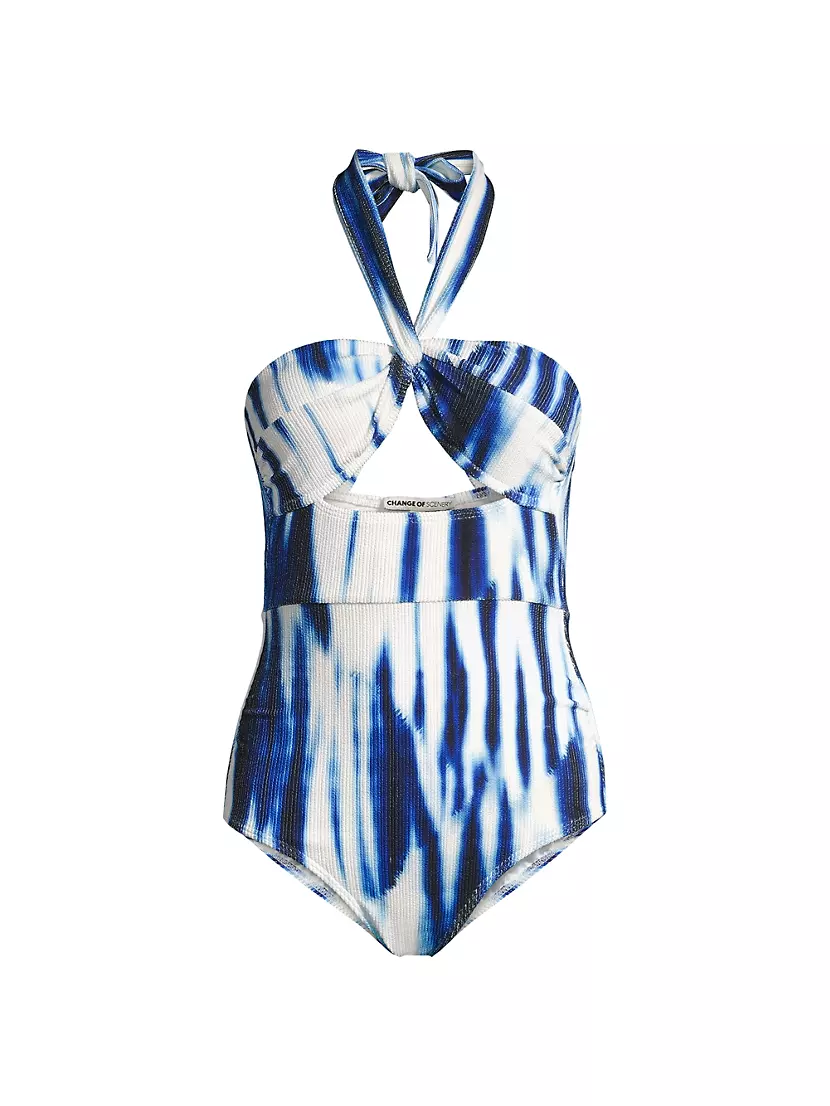 Ella Abstract Twist-Front One-Piece Swimsuit Change of Scenery