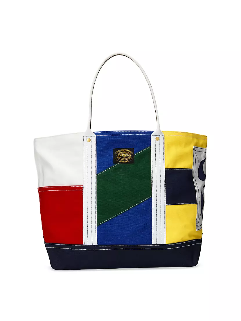 Сумка тоут Polo Ralph Lauren Colorblocked Canvas & Leather Polo Ralph Lauren