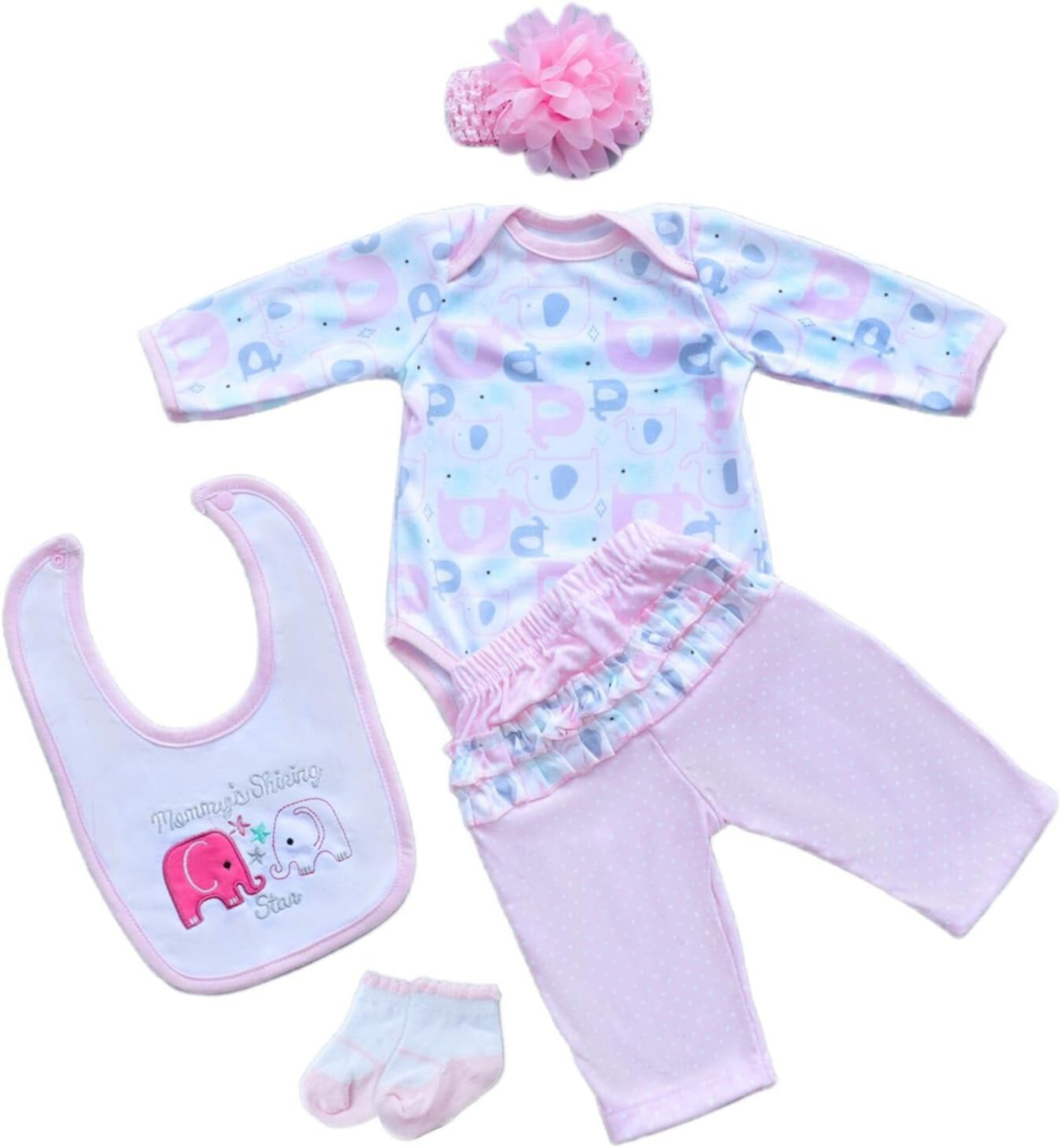 Ropa de Muñecas Reborn para Muñeca Recién Nacida de 17 a 22 Pulgadas, Accesorios de Ropa para Muñeca de 17 a 22 Pulgadas (Patrón de Elefante) Binlechuang