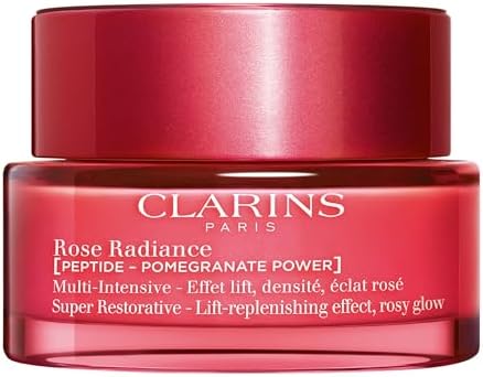 Clarins NEW Super Restorative Rose Radiance Face Moisturizer | 2-in-1 Anti Aging + Radiance Boosting Day Cream for Mature Skin | Contains Radiance Peptides for a Rosy Glow| All Skin Types | 1.7 Ounces Clarins