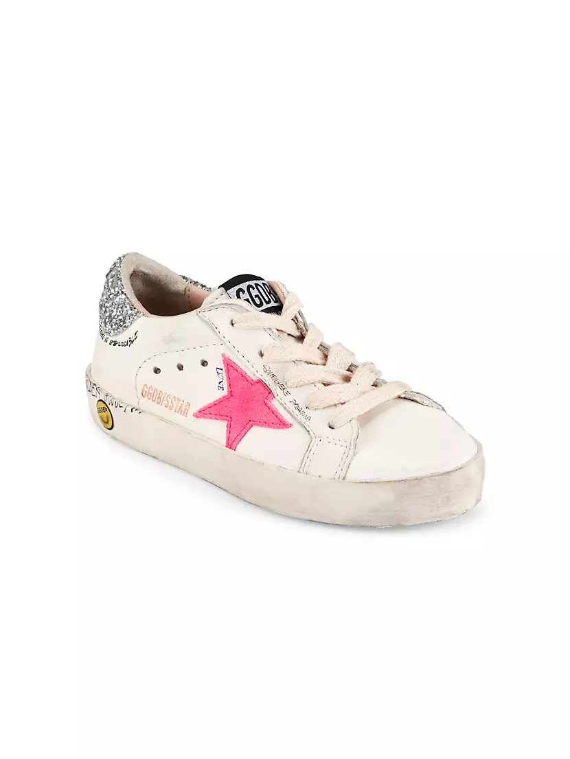 Детские кроссовки GOLDEN GOOSE Super Star с замшевой звездой и блестящей пяткой Golden Goose