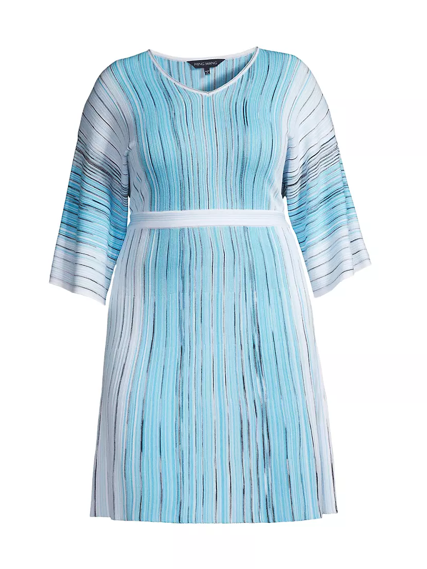 Женское Повседневное платье Ming Wang Striped Knit Midi-Dress Ming Wang