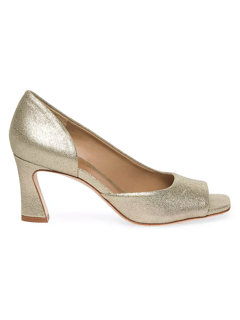 Nieve Metallic Suede Peep Toe Pumps Bernardo