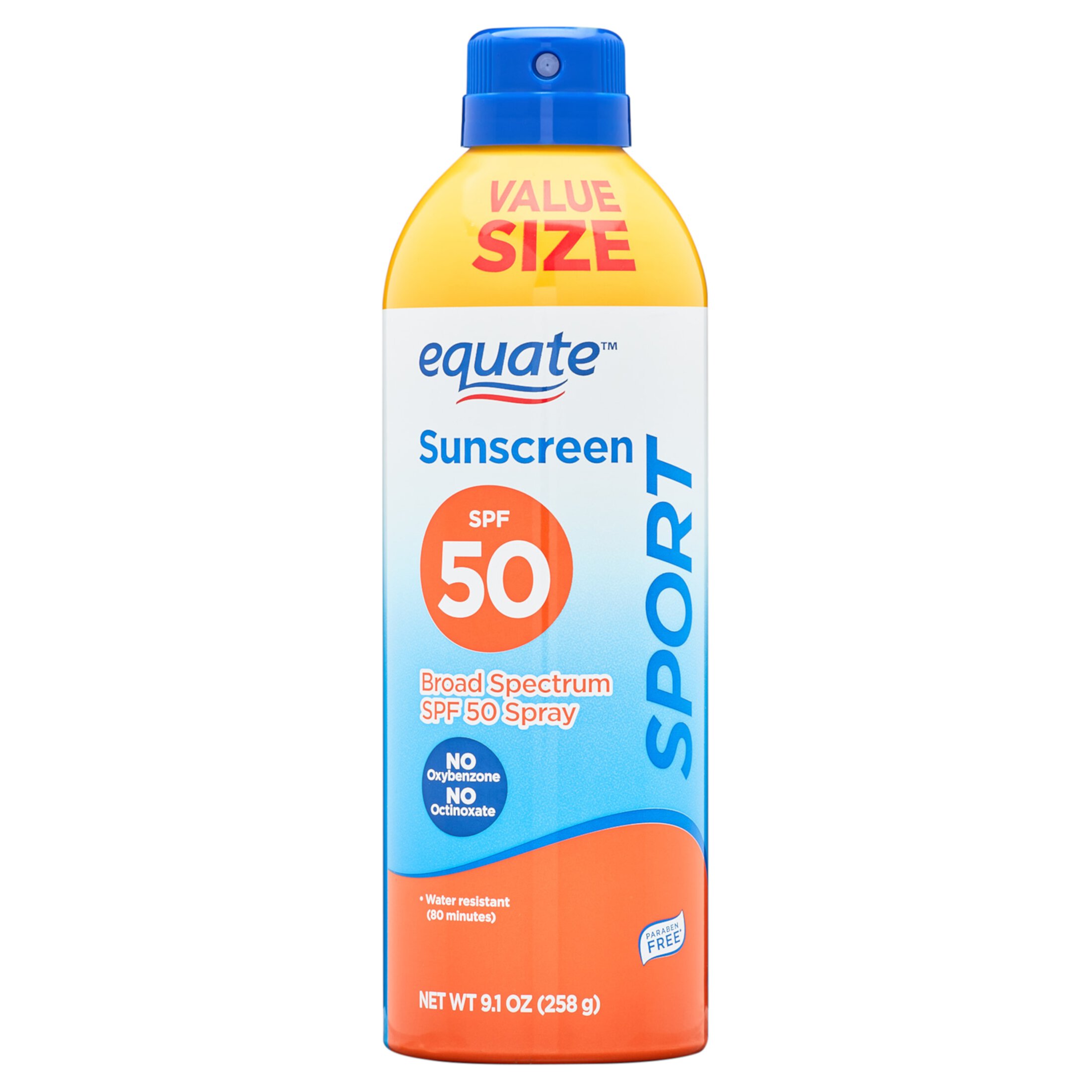 Equate Sport Broad Spectrum Sunscreen Spray Value Size, SPF 50, 9.1 oz Equate