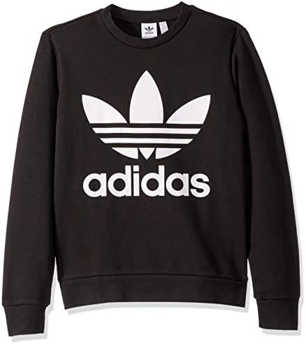 adidas Originals Kids' Little Trefoil Crew Sweatshirt, Black/White, X-Small adidas Originals