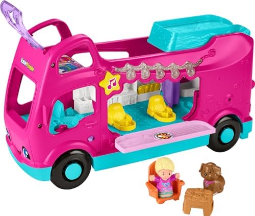 Игровой набор для детей с музыкальным автоприцепом Barbie Little Dreamcamper, 2 фигурки, более 35 звуков, для детей от 18 месяцев Fisher-Price