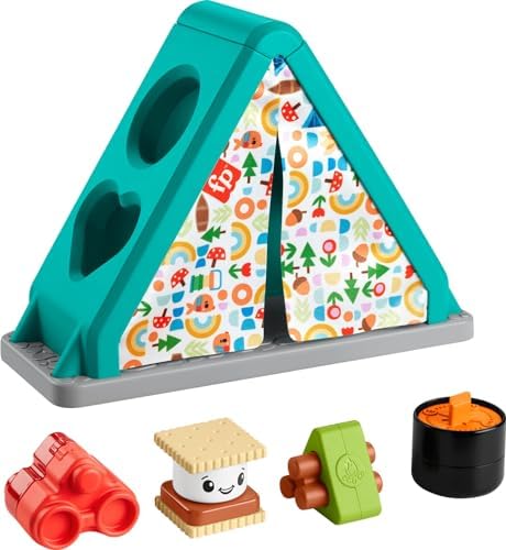 Fisher-Price Baby Developmental Toy S’More Shapes Camping Tent Block Sorting Activity for Infants Ages 6+ Months Fisher-Price