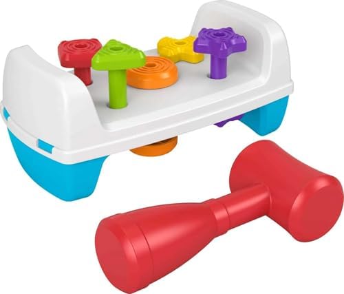 Fisher-Price Toddler Toy Tap & Turn Bench Pretend Tools 2-Sided Construction Set for Ages 1+ Years Fisher-Price