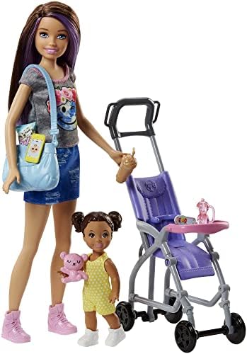 Куклы и аксессуары Barbie Skipper Babysitters Inc, набор с куклой Скиппер, куклой с изменяющимся цветом, стульчиком и кроваткой Barbie