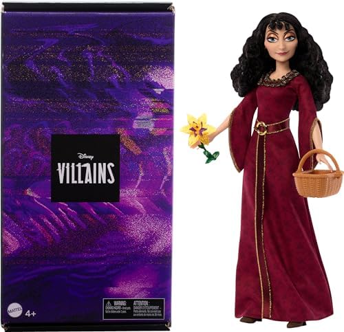 Mattel Disney Princess Toys, Villains Mother Gothel Fashion Doll, Removable Outfit with Basket & Flower Accessories, Inspired by the Movie Tangled Mattel