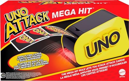 Mattel Games UNO Attack Card Game for Family Night with Card Launcher Featuring Lights & Sounds, Plus Mega Hit Rule (Amazon Exclusive) Mattel Games