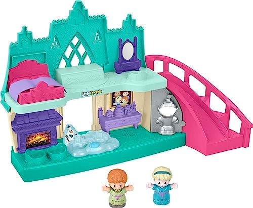 Fisher-Price Little People Toddler Toy Disney Frozen Arendelle Castle Playset with Lights Sounds Anna & Elsa Figures for Pretend Play Ages 18+ Months Fisher-Price