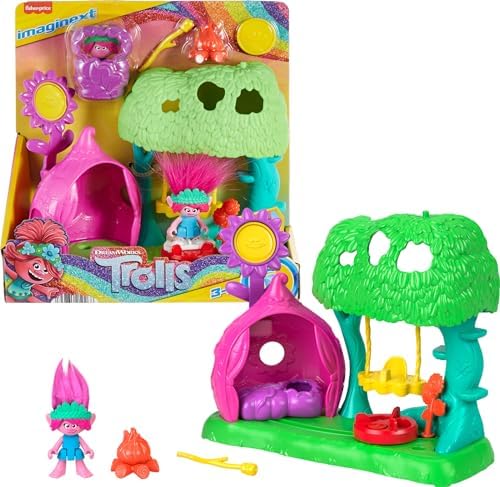 Fisher-Price Imaginext DreamWorks Trolls Toys Flower Fun Campsite Playset with Poppy Figure for Pretend Play Kids Ages 3+ Years Fisher-Price