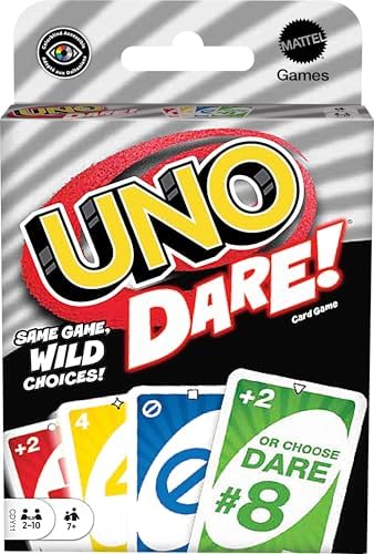 Mattel Games ​UNO Dare Card Game for Family & Game Nights Featuring Challenging & Silly Dares from 3 Different Categories Mattel Games