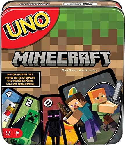 Mattel Games UNO Minecraft Card Game for Family Night with Minecraft-themed Graphics in a Collectible Tin for 2-10 Players (Amazon Exclusive) Mattel Games