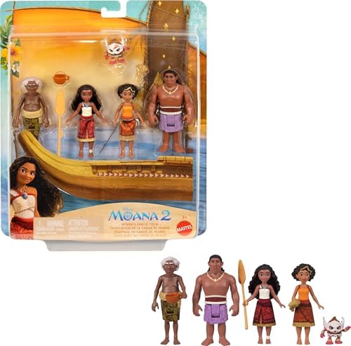 Mattel Disney Moana 2 Toys, Moana’s Canoe Crew Playset with 5 Small Dolls in Signature Outfits & 3 Accessories, Inspired by The Movie Mattel